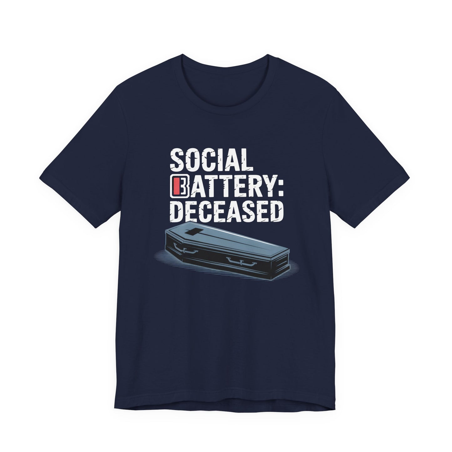 Social Battery: Deceased – Introvert Dark Humor Tee