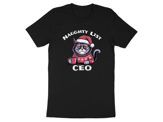 Naughty List CEO Cat Christmas Graphic Tee product