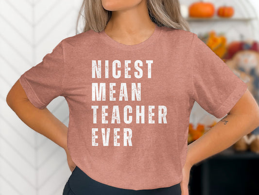 Nicest Mean Teacher Ever Graphic Tee Shirt product