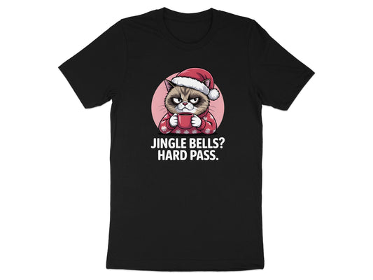 Funny Grumpy Cat Jingle Bells Hard Pass T-shirt product type