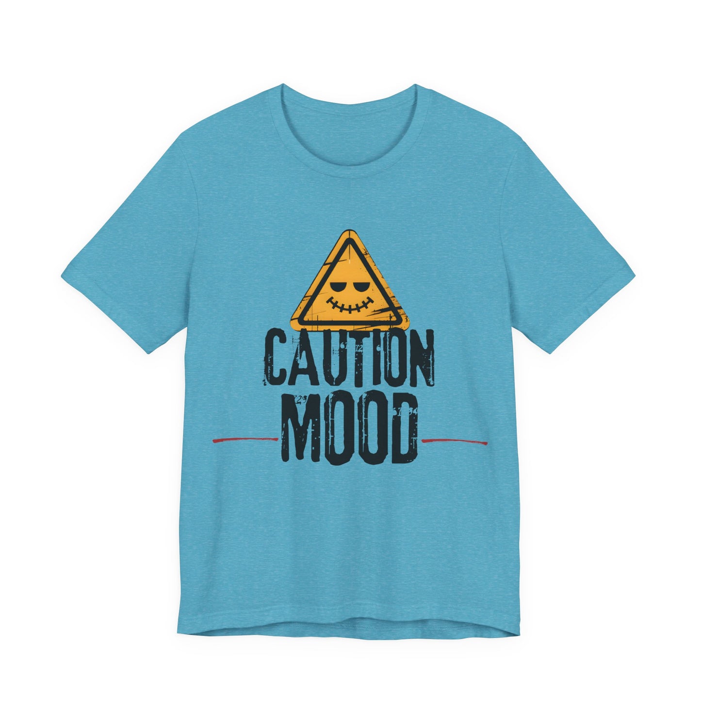 Caution Mood Funny Warning Sign T-Shirt | Dark Humor Graphic Tee for Men & Women