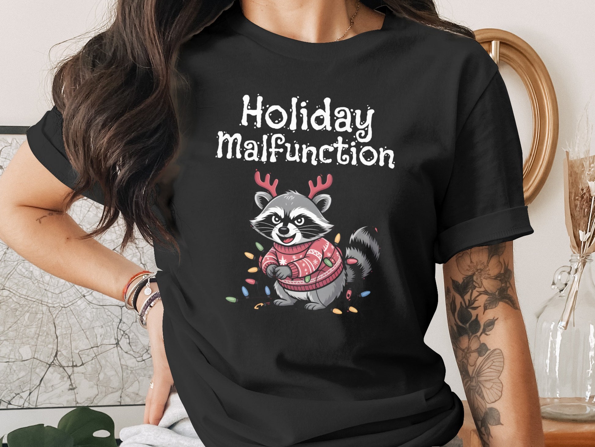 Holiday Malfunction Raccoon Antlers T-Shirt product type