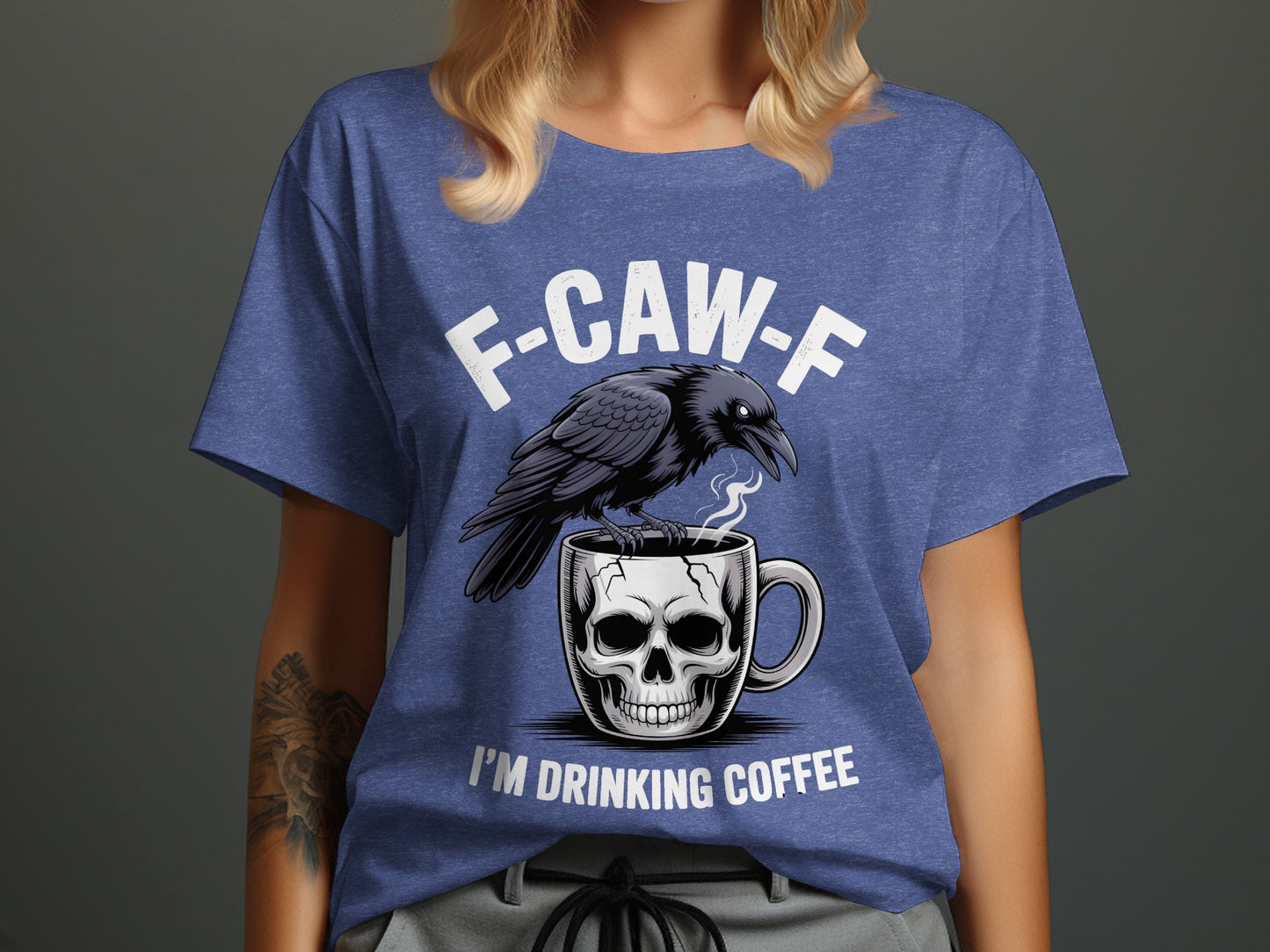 F-CAW-F I'm Drinking Coffee Crow Graphic T-Shirt product