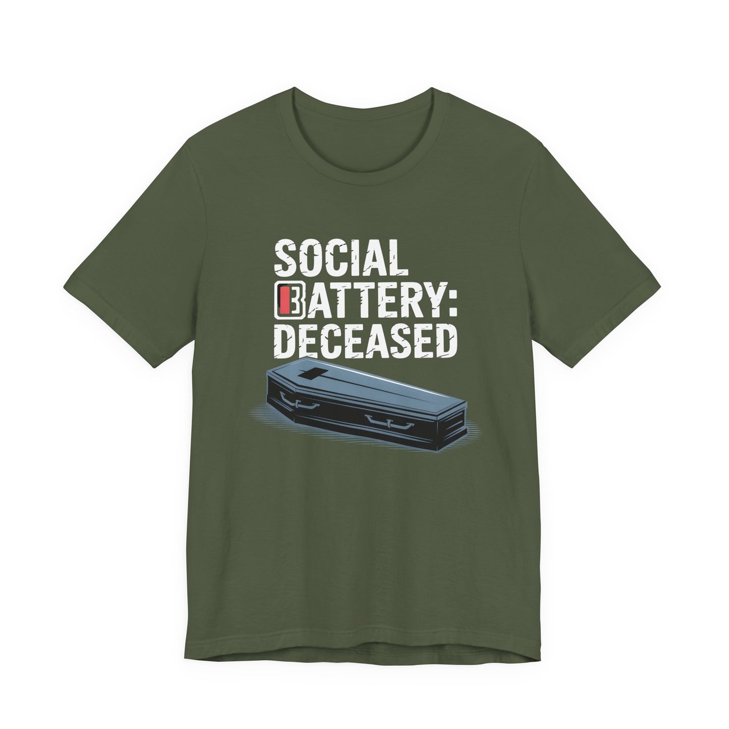 Social Battery: Deceased – Introvert Dark Humor Tee