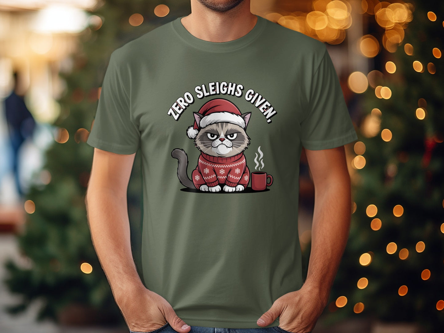 Zero Sleighs Given Santa Cat Funny Christmas product