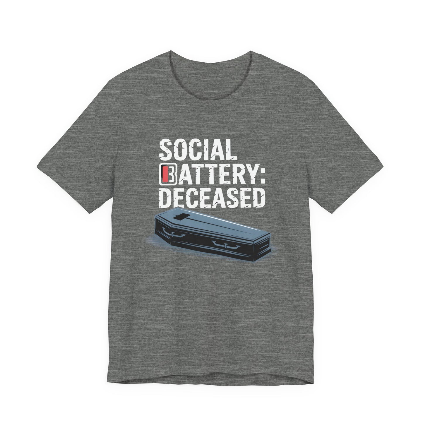 Social Battery: Deceased – Introvert Dark Humor Tee