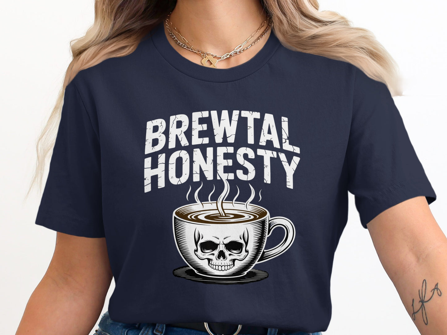 Brewtal Honesty Skull Coffee Cup Design Shirt product