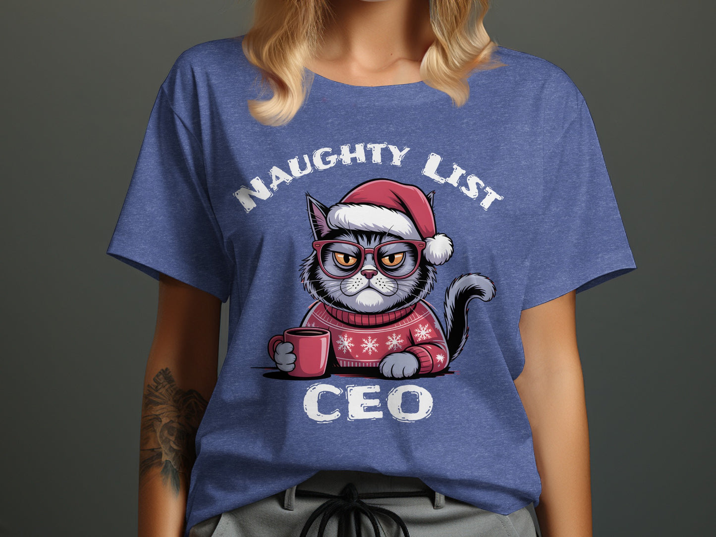 Naughty List CEO Cat Graphic Short Sleeve Tee product