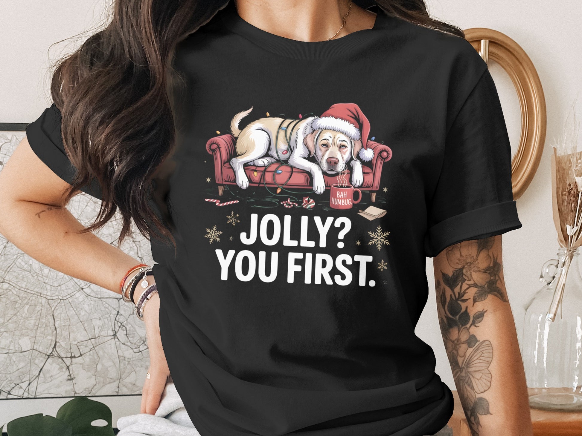 Jolly You First Dog in Santa Hat Graphic T-Shirt product