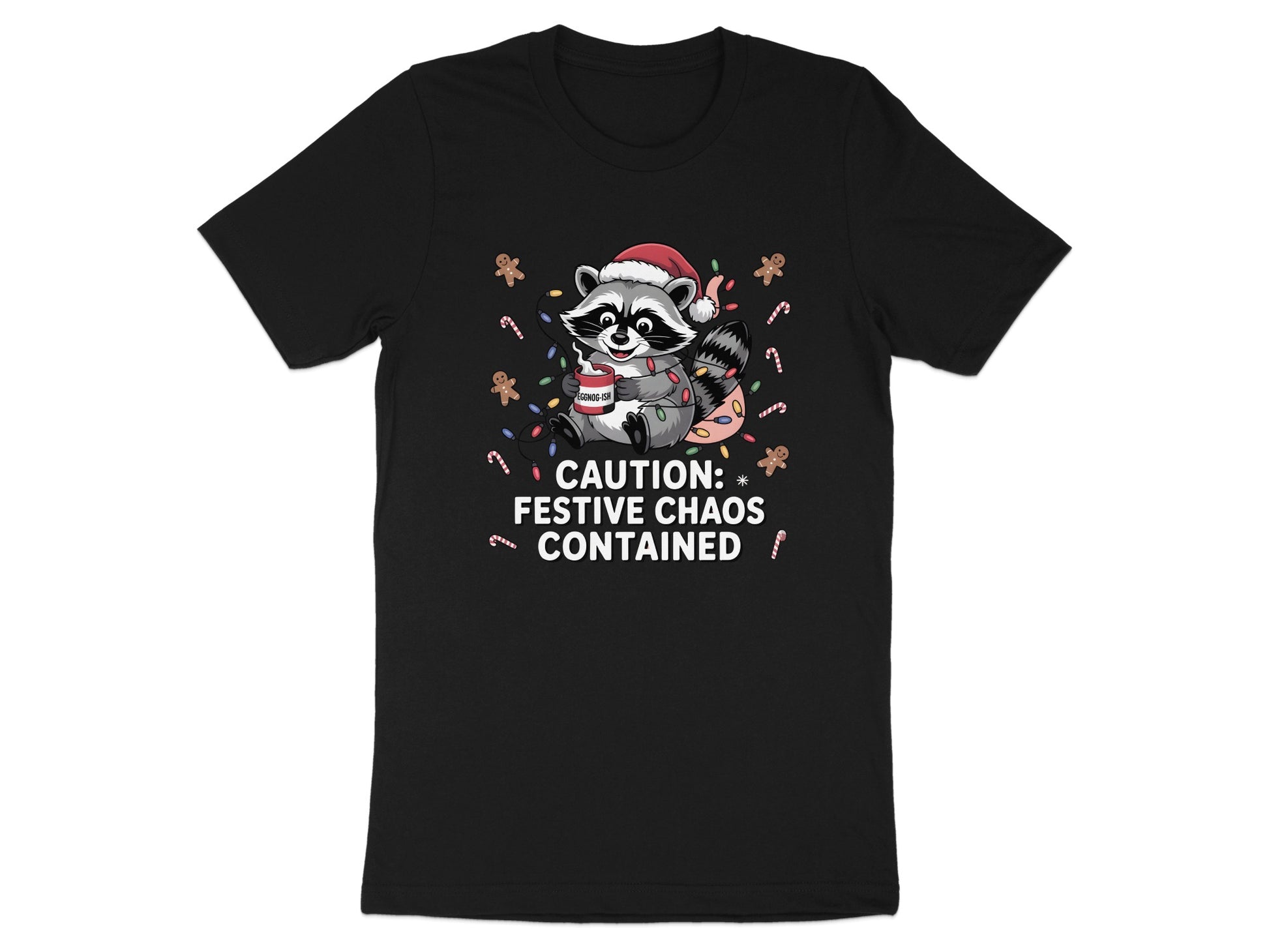 Caution Festive Chaos Contained Black T-shirt product