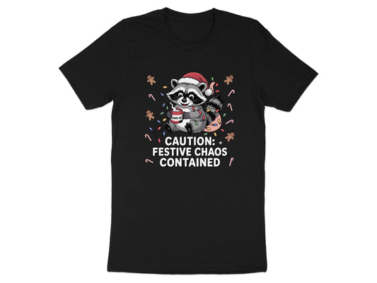 Caution Festive Chaos Contained Black T-shirt product
