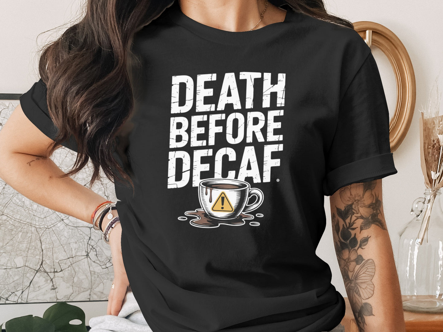 Death Before Decaf Coffee Lover T-Shirt Product