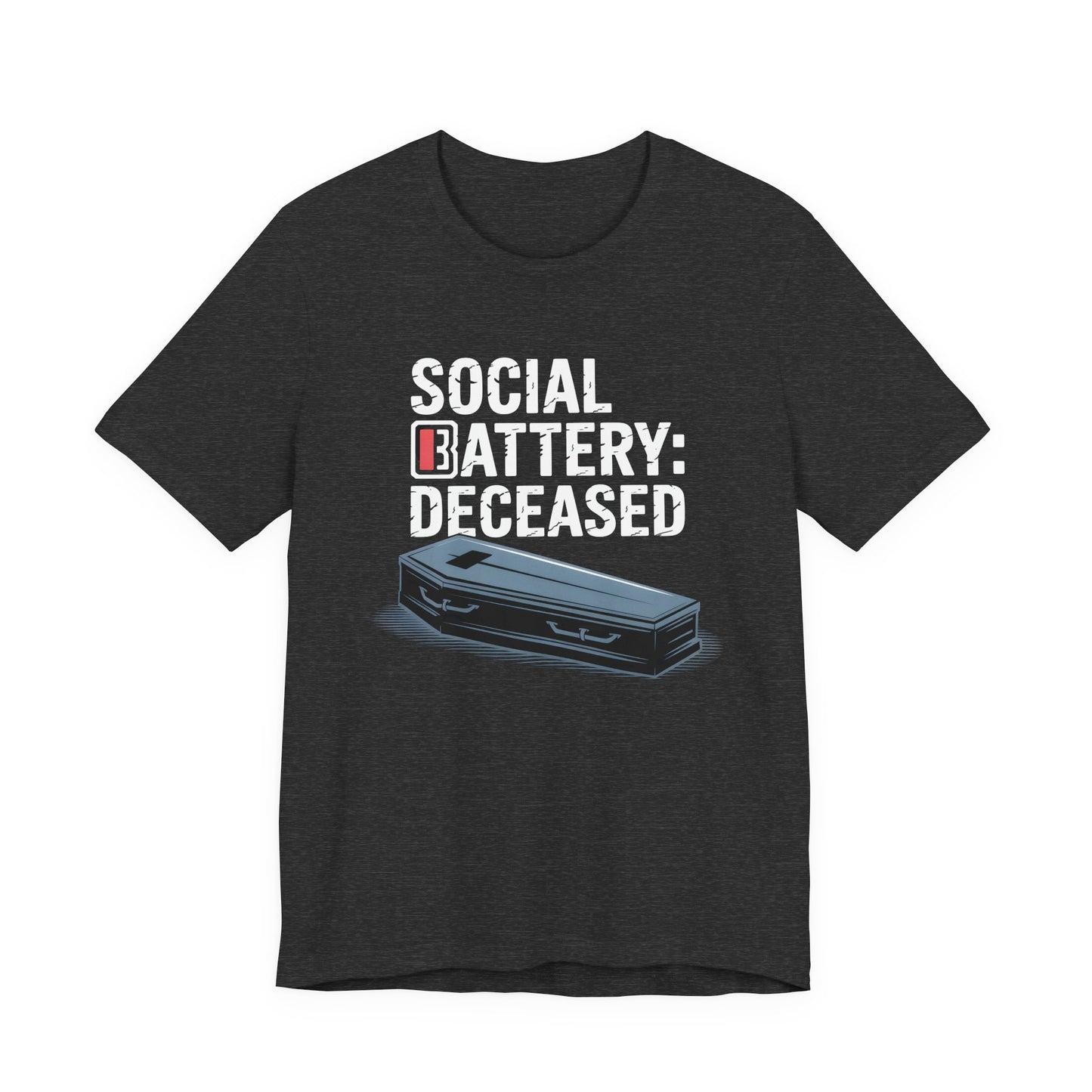 Social Battery: Deceased – Introvert Dark Humor Tee
