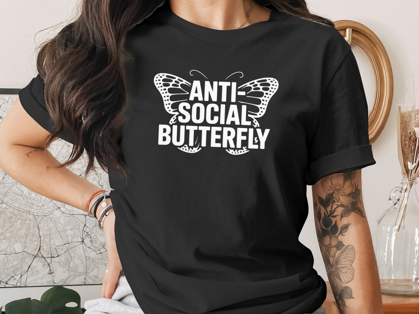 Anti Social Butterfly Black Short Sleeve Shirt product type