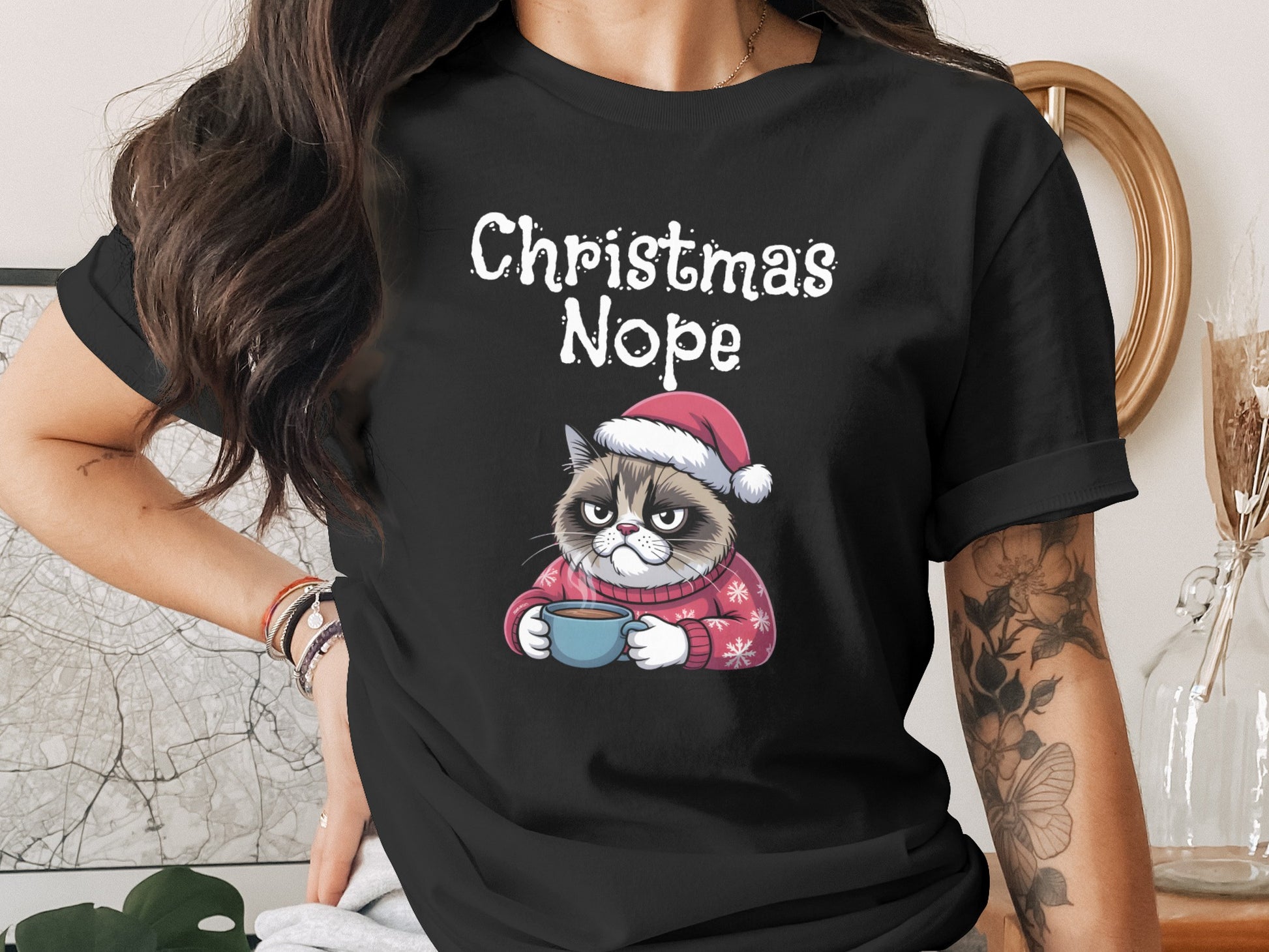 Christmas Nope Grumpy Cat Graphic T-Shirt product type