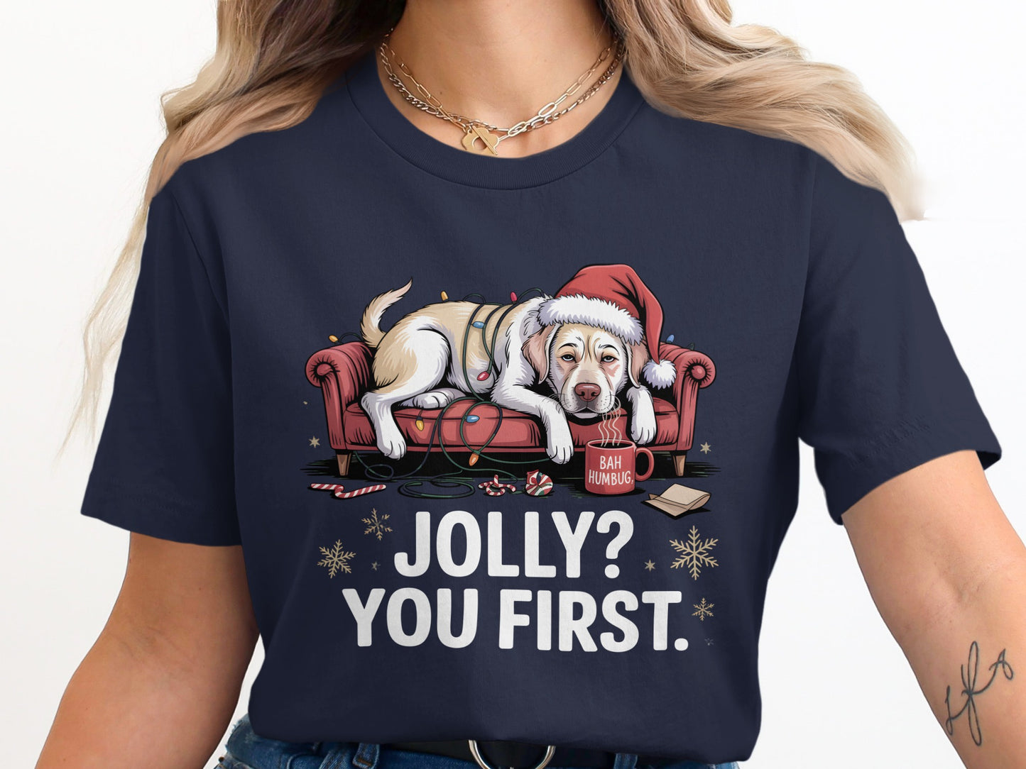 Jolly You First Funny Holiday Dog Graphic Shirt product