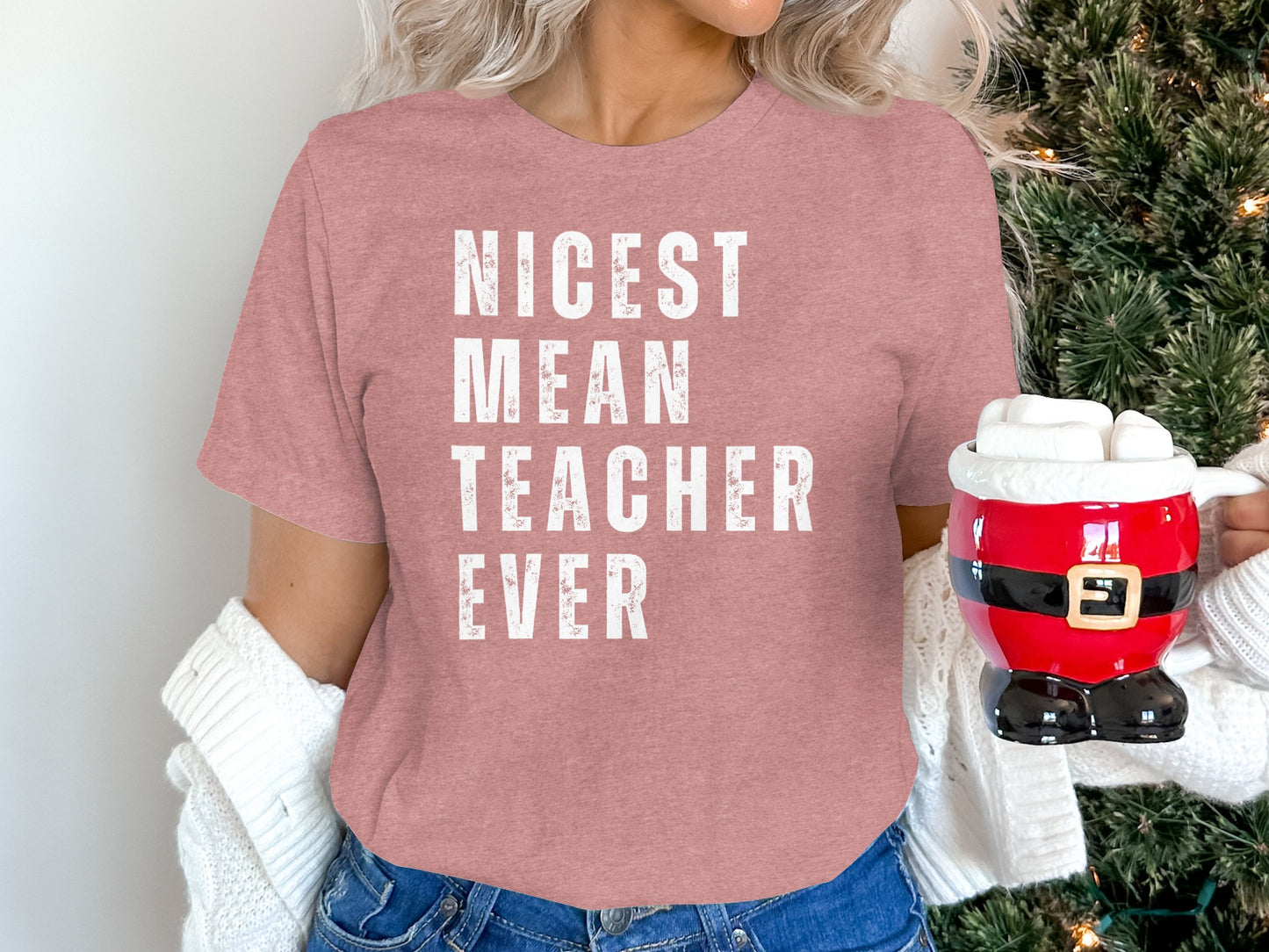 Nicest Mean Teacher Ever Christmas Tee product