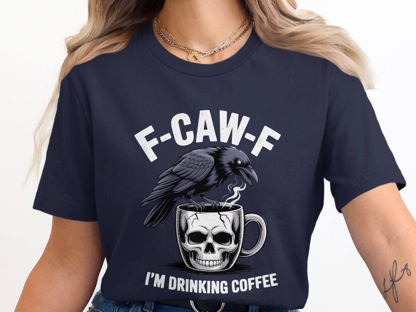 F-caw-f I'm Drinking Coffee Skull Mug Shirt product
