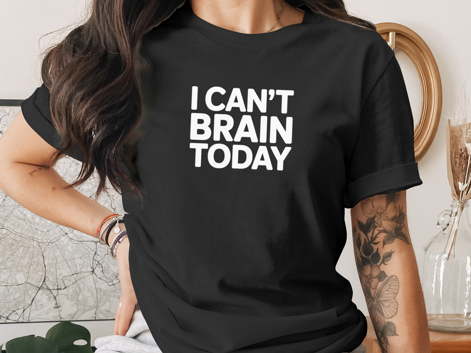 I Can't Brain Today Slogan Print Casual T-shirt product